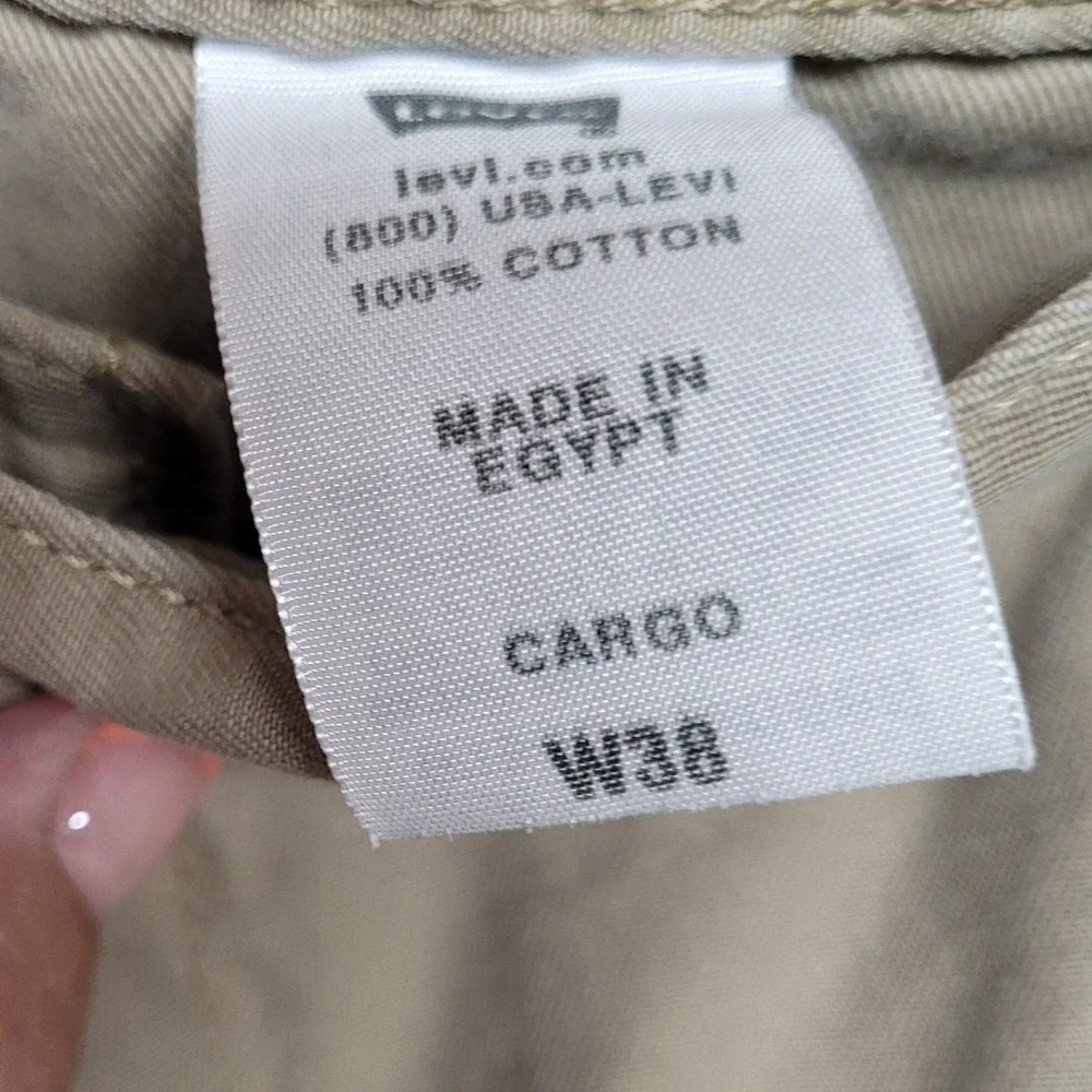 Levis Workwear Mens Cargo Shorts Tan Khaki Cotton Utility‎ W38 100% Cotton